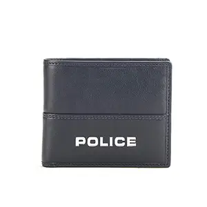 POLICE Men's Leather Bifold Coin Wallet - Navy/Red/Green/Yellow