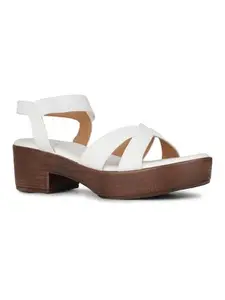 Inc.5 Womens White Party Wear Solid Round Toe Platform Heel Sandals