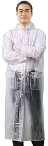 BRATS N BEAUTY -Men's One Piece Raincoat/Over Coat (Medium Size, Transparent)