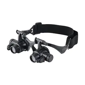 AOMEKIE Aomekie LED Illuminated Double Eye Jeweler Watch Repair Magnifying Glasses Loupe Headband Magnifier -8 Interchangeable Lens: 2.5X/4X/6X/8X/10X/15X/20X/25X