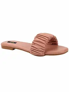 Stylestry Women & Girls Open Toe Flats/Flat-275/Peach/UK3