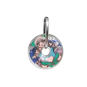 AMONROO Multicolor Enamel Pendant Round 925 Sterling Silver Beautifull Doll Design Handmade art jewelry Best gift for wife,girlfriend,daughter