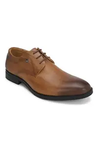 Louis Philippe Men Brown Leather Derby Shoes