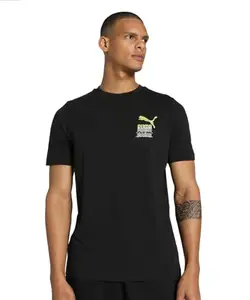 Puma Men's Graphic Print Regular Fit T-Shirt (625028_Black