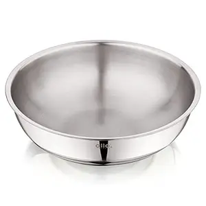 Allo Cook Safe Triply Stainless Steel Tasla, Induction Friendly, Naturally Non Stick Kadhai 24cm, 2.7 litres