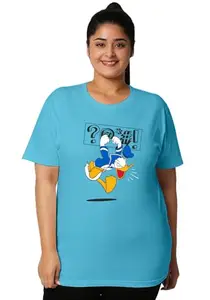 Wear Your Opinion Women's Plus Size Printed Round Neck Unisex Fit T-Shirt (Design: Angry Donald Duck,BBlue,XXXXX-Large)