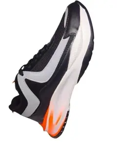 Athletic Running Shoes, Black and White, Orange Accent Sole, Mesh Design (Black and White, Orange Accent Sole, Mesh Design, UK Footwear Size System, Adult, Men, Numeric, Medium, 7)