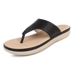 TRASE Slippers for Women Stylish Flat | Lightweight Comfortable Slip-On Sandals for Women | Ladies Footwear for All Day Comfort (Black, 5 UK)