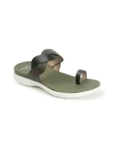 Carlton London Women Sandal,Olive, UK-3