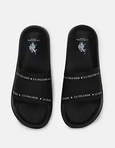 U.S. POLO ASSN. mens WODE 2.0 BLACK Slide sandal - 11 UK (2FD22075Z01)