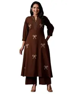 INDO ERA Women's Catton Ethnic Co-Ord Set | Kurta Pant Set | Kurta Palazzo Set | Stylish Cotton Suit Set for Women,12478