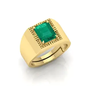 RSPR 7.25 Ratti Panna Emerald Square Gemstone Adjustable Ring With Lab Certificate For Men And Women Xc