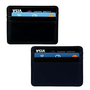 Stealodeal Stealodea Black & Blue Slim Leather Debit/Credit/ATM 4 Slots Men & Women Card Holder Card Holder