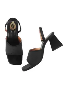 Shoetopia Women's Heeled Sandal-2 Kids UK (Girls-OMS-Black)-EU41