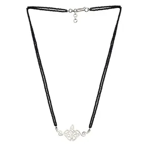 Ahilya Jewels 92.5 Sterling Silver Shubham Mangalsutra With Black Beads For Women
