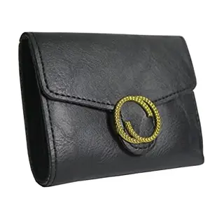 FEBSEP16 Women's Faux Leather Multi Pocket Mini Coin Pouch Purse Wallet(Black)