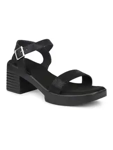 INC.5 Women Black Embellished Ankle Loop Block Heels