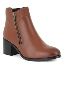 Elle Women's Zip Boots Colour-Tan, Size-UK 6