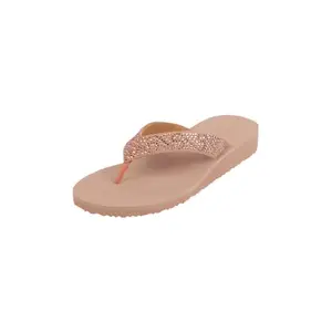 Mochi Women’s Rose Gold Lightweight Slippers with Decorative Straps UK/7 EU/40 (32-818)