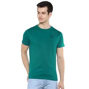 Urbano Fashion Men's Teal Green Solid Slim Fit Round Neck Cotton T-Shirt (roundtee-tealgrn-l)
