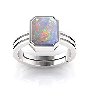 SIDHARTH GEMS Sidharth Gems 7.25 Ratti 6.00 Carat Natural AA++ Quality White Fire Opal Gemstone Sterling Silver 92.5 Adjustable Ring for Men and Women Ring Size 15 to 28