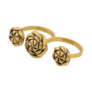 VOYLLA Woven Wonders Twisted Two Finger Ring For Women|Women Statement Rings|Gift For Women|Chic|Summer|Giift For Sister|Korean|Work Wear|Travel|Vacation|Rakshabandhan Gift|