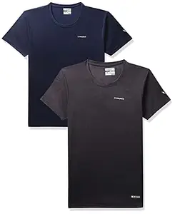 Charged Active-001 Camo Jacquard Round Neck Sports T-Shirt Dark-Grey Size Xl And Charged Play-005 Interlock Knit Geomatric Emboss Round Neck Sports T-Shirt Navy Size Xl