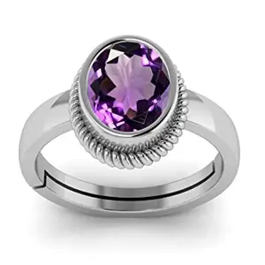 LMDPRAJAPATIS 9.00 Ratti/9.25 Carat Natural Amethyst Purple Gemstone Silver Adjutable Ring For Men And Women