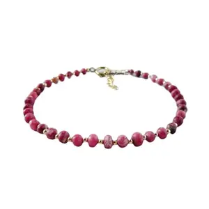 LKBEADS Silver Plated Bracelet with Multicolor Smooth Norwegian Thulite Beads – Round 3.5mm – 7 inch Adjustable – For Men & Women|LK_STACK_05172