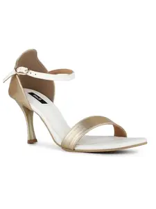 Inc.5 Women White Party Wear Solid Square Toe Kitten Heel Sandals