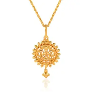 Memoir Brass Micron Goldplated Handmade temple Lakshmi chain pendant Laxmi Hindu spiritual Jewellery Men Women (PCSV1189)