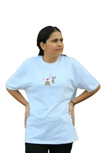 Women's Oversized Baggy Fit Pure Cotton White T-Shirt | Premium 240 GSM Fabric | Comfortable Drop Shoulder Loose Fit Tee for Casual Style | Multiple Sizes