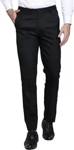 Men's Classic Fit Formal Dress Trousers, Black, Straight Leg (in, Numeric, 30, Regular, Black)
