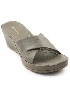 Liberty Healers JD-33 Casual Wedge Heel Sandal For Women With TPR Sole | Comfortable Outolse Lightweight Trendy Design | Durable Soft Insole | Stylish Footwear and Cushioned Footbed (Beige 37EU)