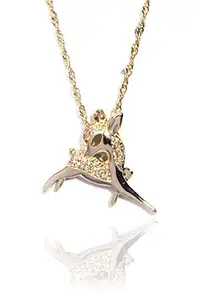Gempro American Diamonds Deer Design Golden Chain Pendant for Women