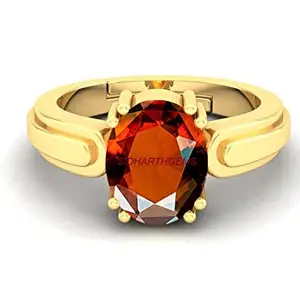 SIDHARTH GEMS 9.25 Ratti 8.00 Carat Certified AA++ Natural Gemstone Gomed Hessonite Stone Panchdhaatu Adjustable Ring Gold Plated Ring for Man and Women(Lab - Tested)