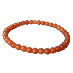 RRJEWELZ Natural Red Aventurine 4mm Round Shape Smooth Cut Beads 8 Inch Stretchable Bracelet For Men & Women. Unisex Bracelet For Healing, Meditation, Prosperity, Gift & Luck|STBR_RR_06546_8.0