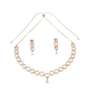 Jumka Designer Jewellery Wedding Rose Plated Necklace Set for Women