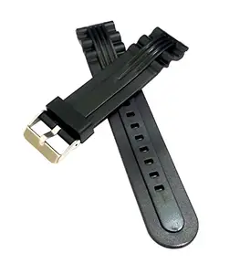 Ewatchaccessories 22mm PU Rubber Watch Band Strap Fits HYDRO CONQUEST Black Pin Buckle-PB-451