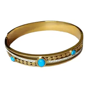 Swayaa Thick look band-Gold Plated with blue Rhine Stone Detailing