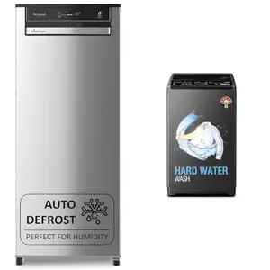 Whirlpool 192 L 3 Star Vitamagic PRO Frost Free Direct-Cool Single Door Refrigerator (215 VITAMAGIC, 7 Kg 5 Star Royal Fully-Automatic Top Loading Washing Machine (WHITEMAGIC ROYAL 7.0 GENX,