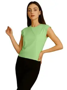 FBAR Women’s Sleeveless Top | Solid Round Neck Regular Fit Top for Women & Girls | Soft Cotton Blend Casual Top