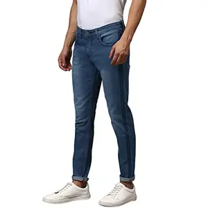 Campus Sutra Men's Slim Fit Side Stripe Light Shade Blue Stretchable Denim Jeans(AZZ19JN_SSTP_M_PLN_BU_AZ_28)