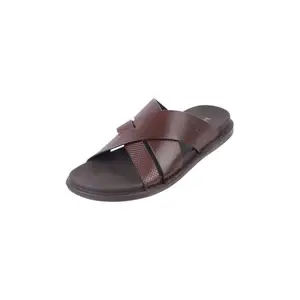 Metro Men Brown Faux Leather Slip-on Comfort Chappal UK/6 EU/40 (16-546)