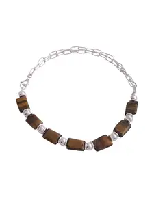 KICKY & PERKY 925 Sterling Silver Beadline Anklets | Tiger'S Eye Beads | Gift For Women and Girls | With Certificate of Authenticity | 6 Months Warranty