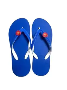 Trendy Daily use Ultra Light and Soft Women's flip flops - Plain Print pattern (Royal Blue, 7)