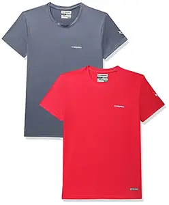 Charged Endure-003 Chameleon Spandex Knit Round Neck Sports T-Shirt Light-Grey Size Xs And Charged Pulse-006 Checker Knitt Round Neck Sports T-Shirt Red Size Xs