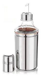Kuber Industries Stainless Steel Oil Dispensers for Kitchen use with Sharp Finish, Slim, Stylish and Trendy Look 1 Litre (Silver)- CTKTC037705