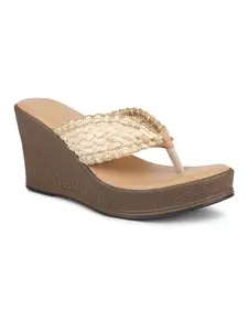 Inc.5 Women Beige Textured Embellished Wedge Sandals
