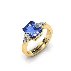 RRVGEM Origianal certified Natural BLUE SAPPHIRE RING 9.25 Carat Certified Handcrafted Finger Ring With Beautifull Stone Neelam RING Gold Plated for Men and Women